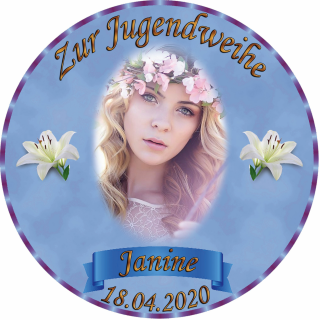 Tortenaufleger Fototorte Tortenbild zur Jugendweihe rund 20 cm Durchmesser JW3